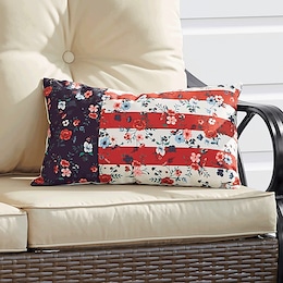 Indoor/Outdoor Floral Flag Pillow, , large