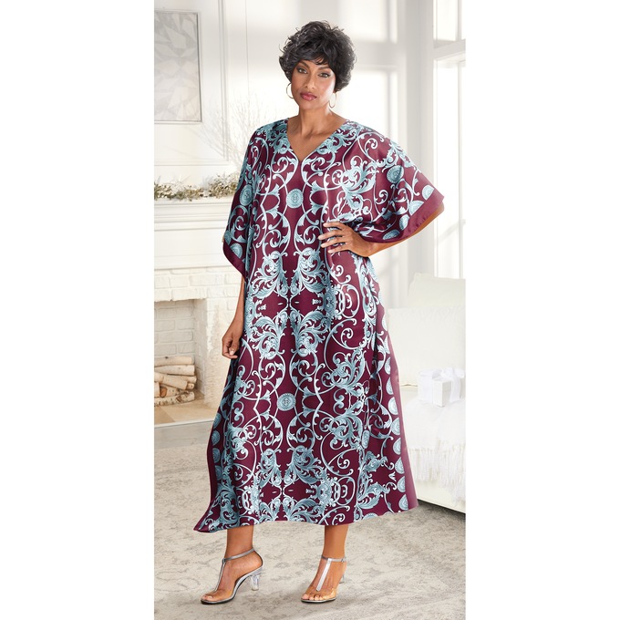 Alluring Long Caftan with V-Neck, , large