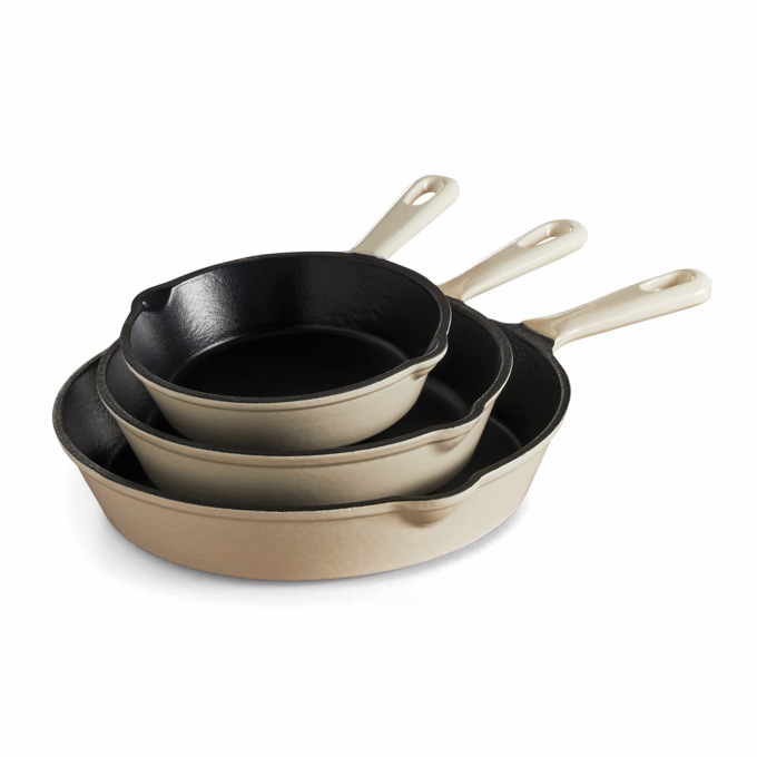3-Piece Enameled Cast Iron Skillet Set, , large