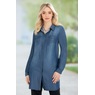 Long-Sleeved Denim Button-Up Tunic, , large