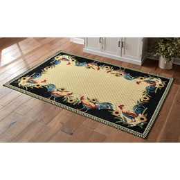 Rooster Indoor/Outdoor Border Rug, , large