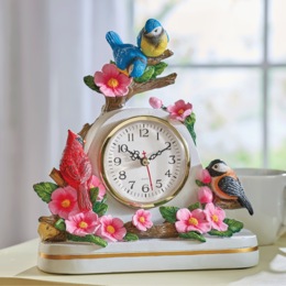 Spring Birds Floral Clock, , large
