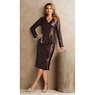 Dhyana Women's Faux-Leather Skirt Suit Set, Chocolate Brown, large
