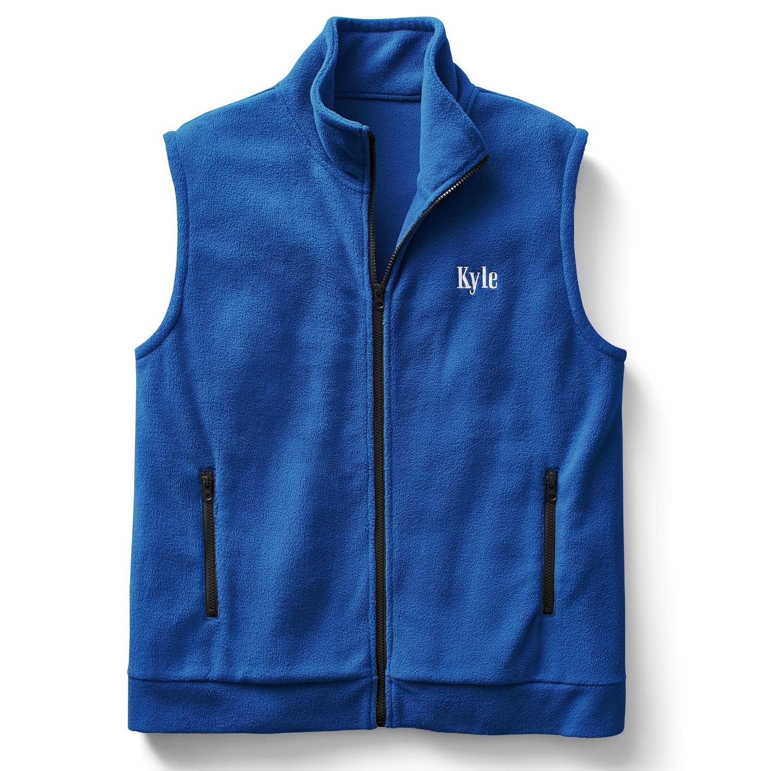 Personalized Men's Fleece Vest with Front Zipper and Embroidered