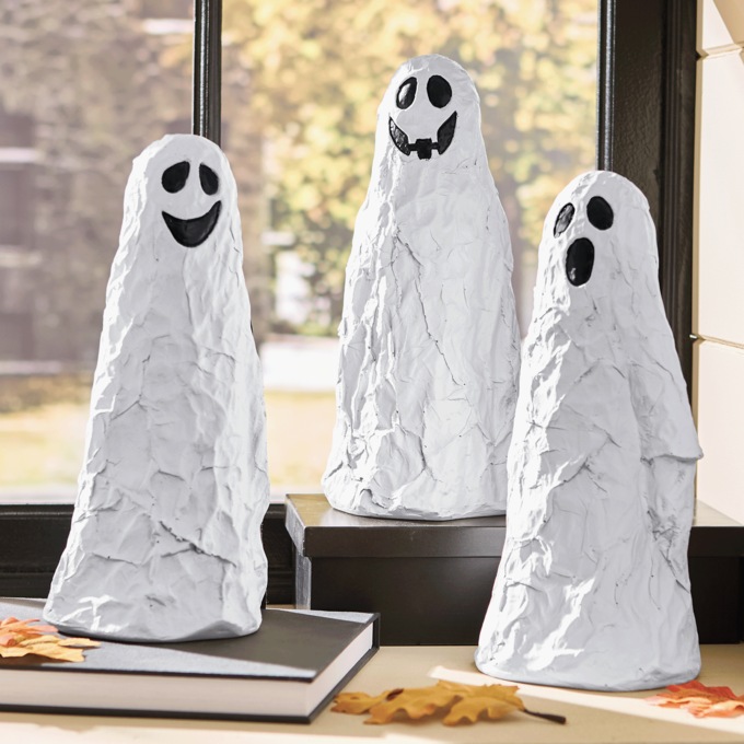 Set of 3 Resin Sheet Ghosts, White, large