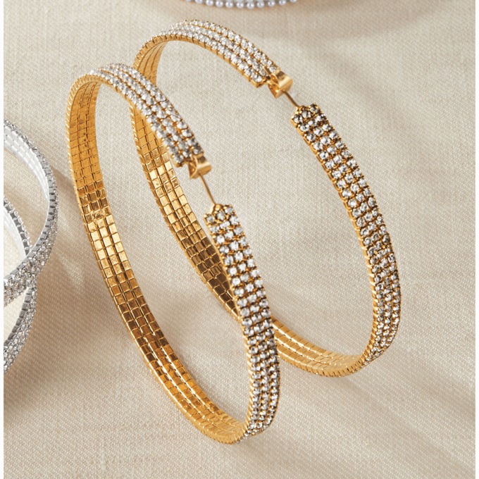 Large Stone Hoops, , large