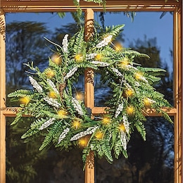 Everyday Green Mixed Fern Wreath, , large