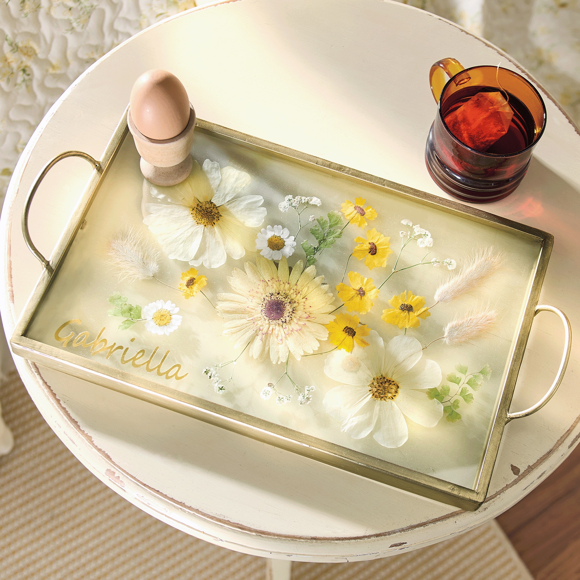 Decorative Dried and Pressed Flower Tray, Multi, large