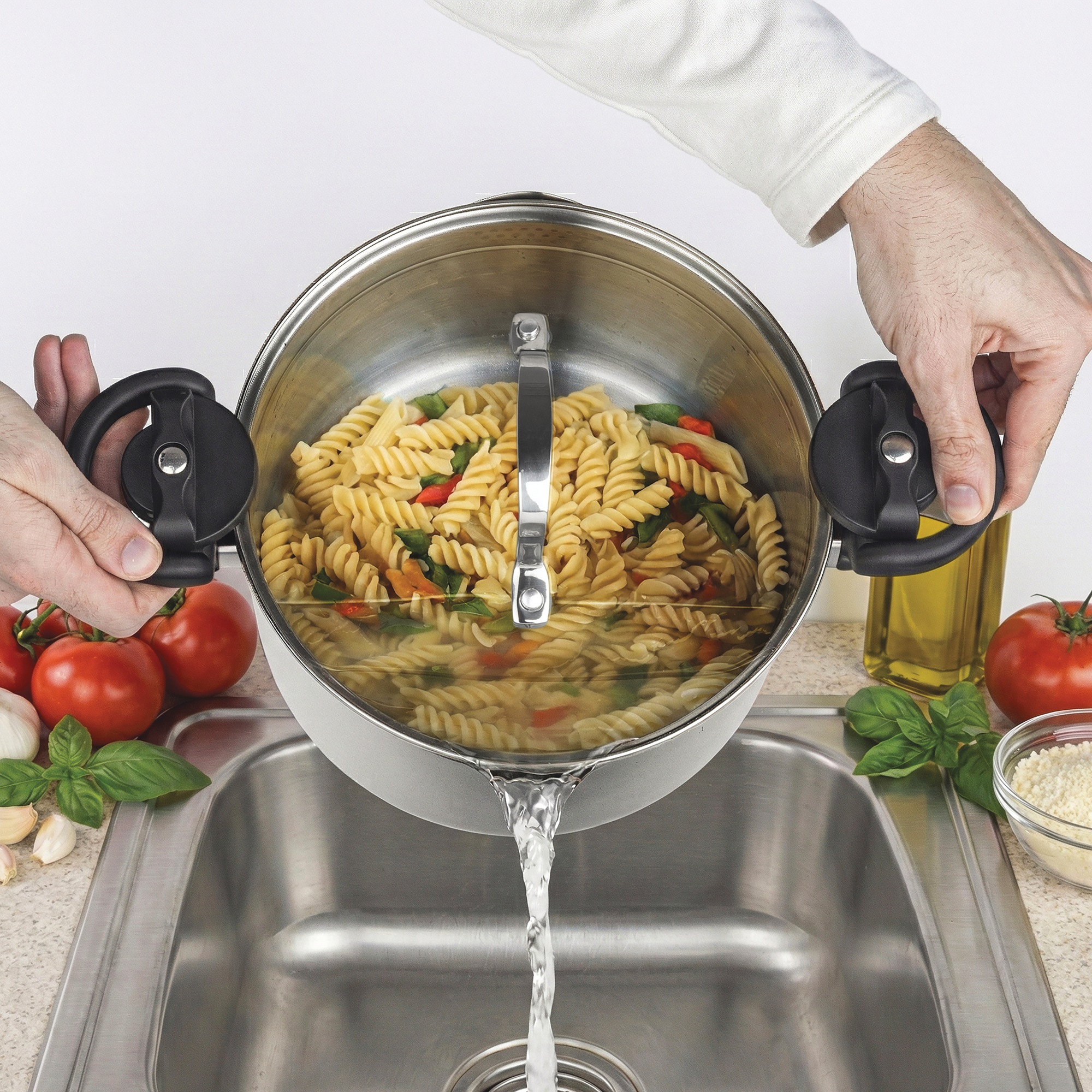 Gotham Steel 5-Quart Pasta Pot, Stainless Steel, large