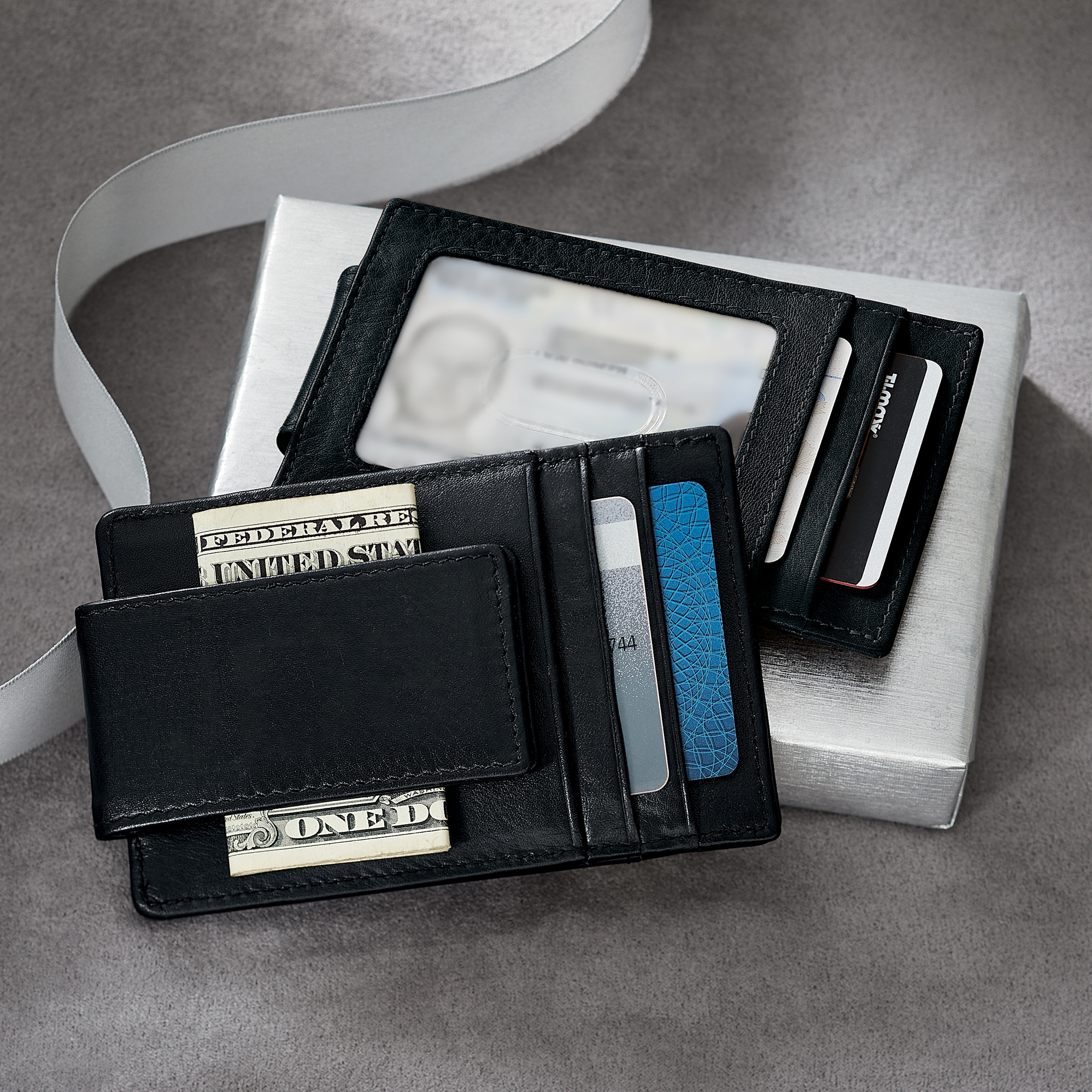 Personalized RFID Leather Money Clip Wallet, , large