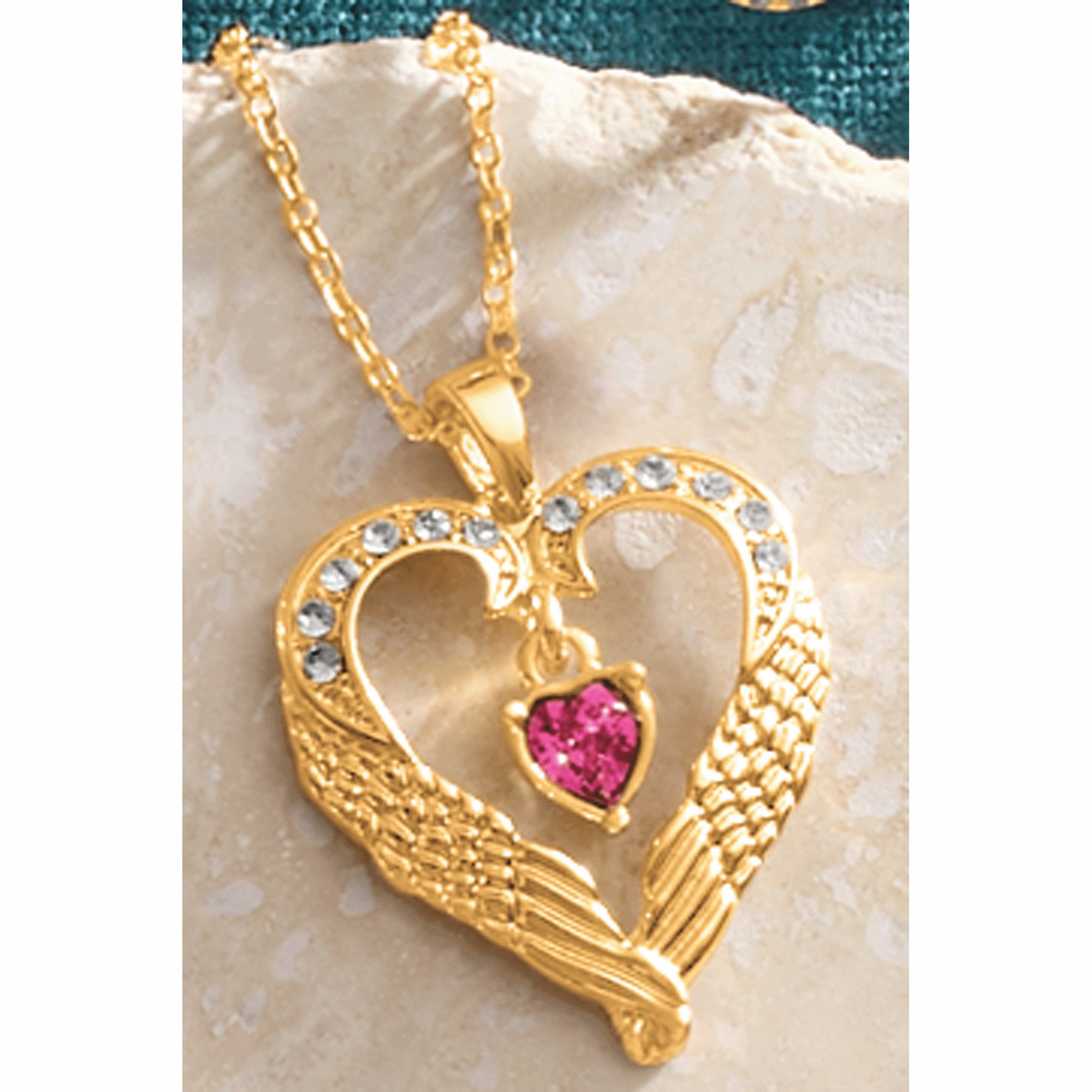 Personalized Birthstone/Crystal Heart/Wings Pendant, , large