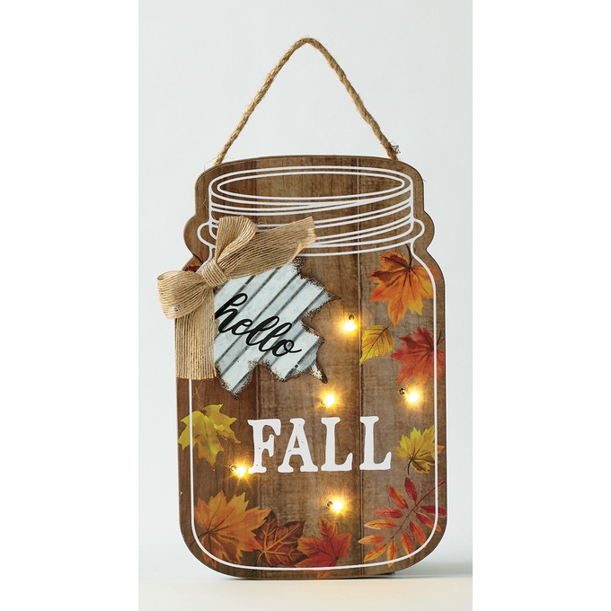 Lit Fall Jar Wall Sign, , large