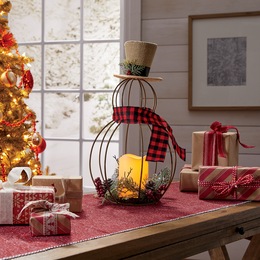 Wire Snowman Candleholder, , large