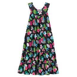 Crinkle Cotton Tiered Dress - Print, , large