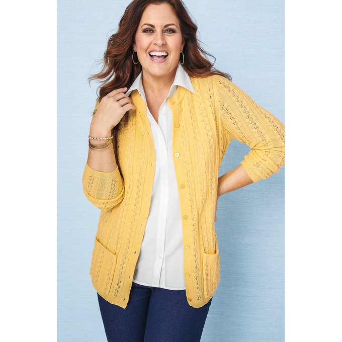 Cable Knit Cardigan, , large