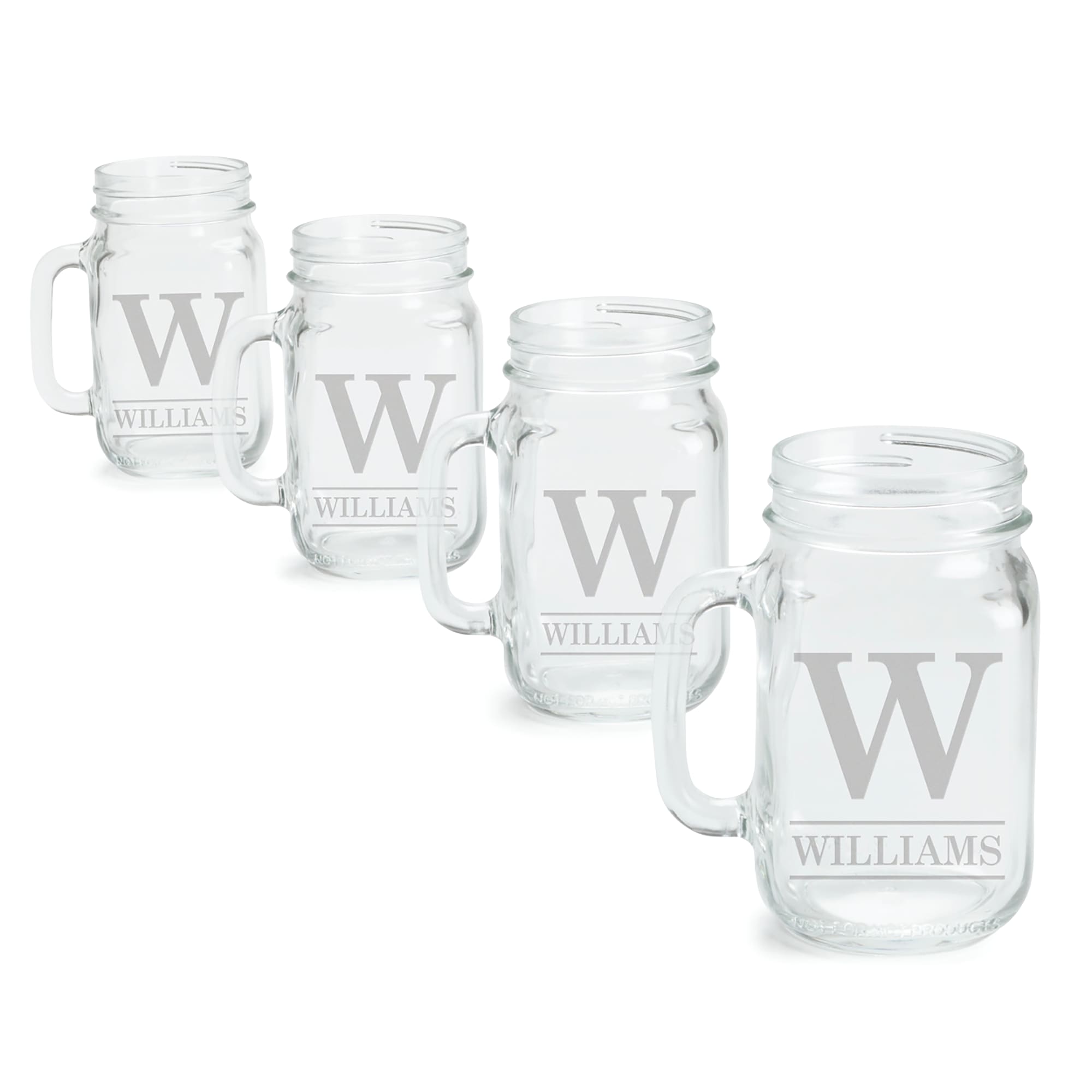 Set of 4 Personalized Mason Jar Glasses, , large