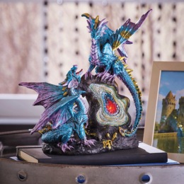 Dragons Figurine with Lit Geode, , large