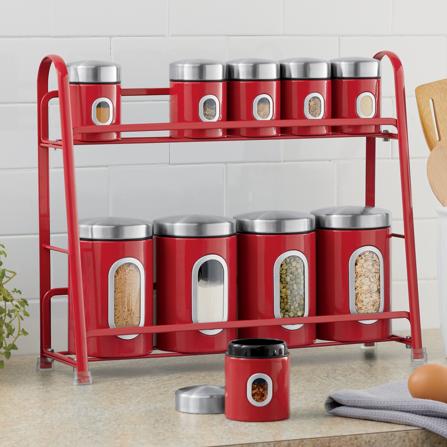 Window Canisters And Spice Rack Set Montgomery Ward