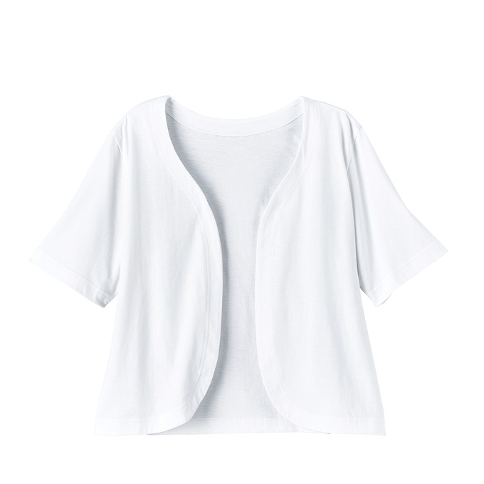 Short-Sleeve Knit Shrug, , large