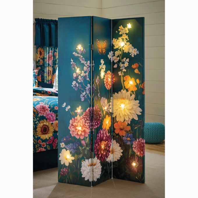 Lit Butterfly Floral Room Screen, , large