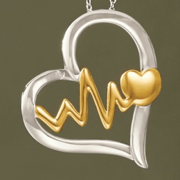 Two-Tone Heartbeat Pendant, , large