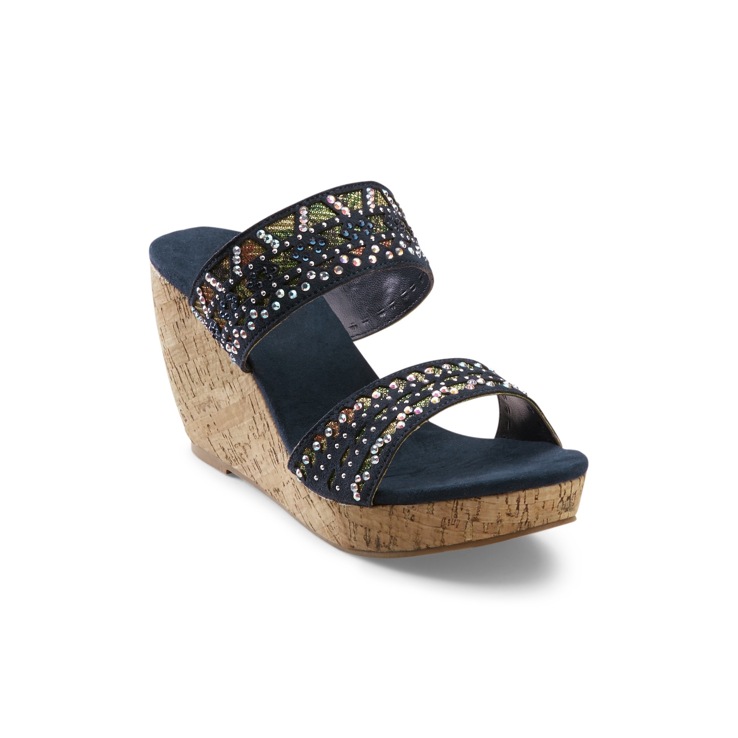 double strap glitter slides