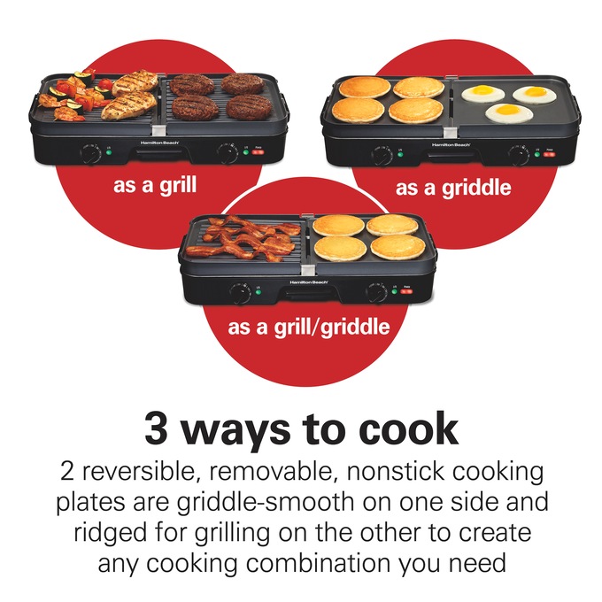 Hamilton Beach 3-in-1 Grill/Griddle, , large