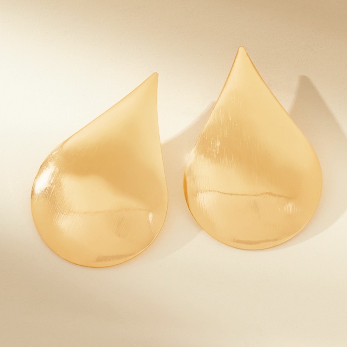 Large Teardrop Post Earrings, , large