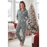 Fleece Onesie Zip-Front Hooded Women's Sleeper Pajamas, , large