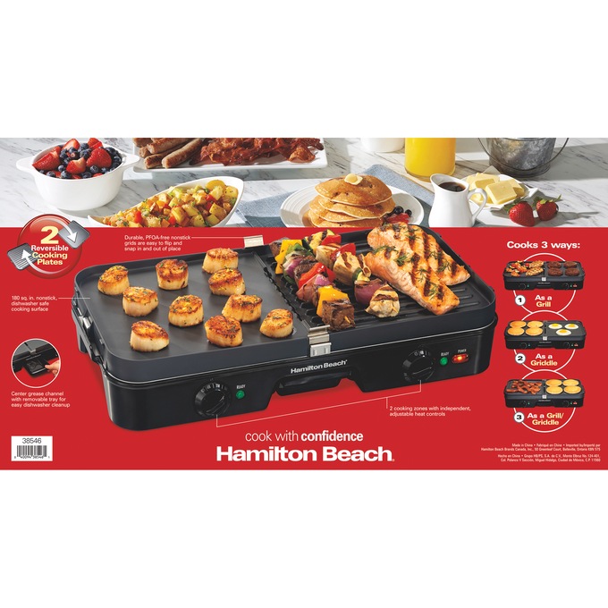 Hamilton Beach 3-in-1 Grill/Griddle, , large