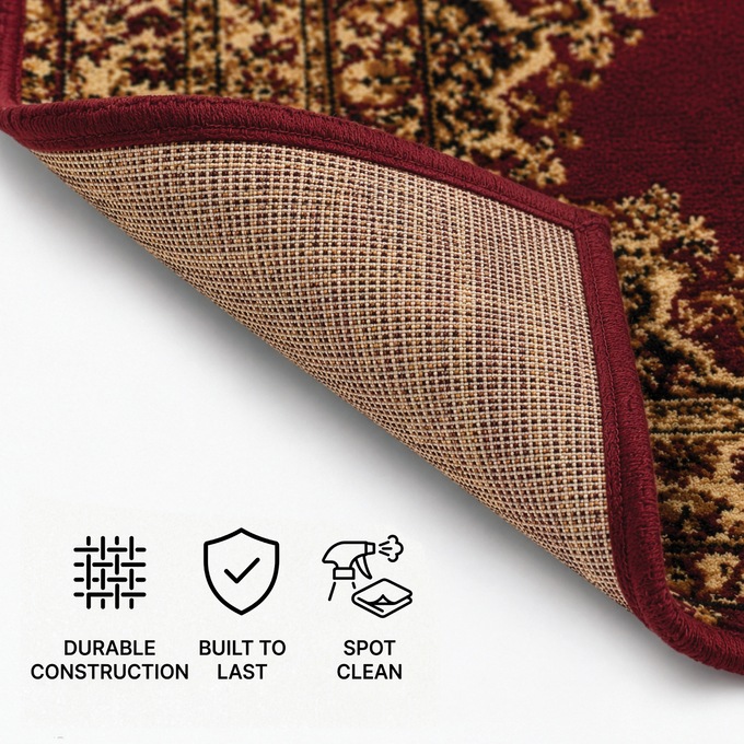 4-Piece Plush Floral Kirman Rug Set with Runner and Mats, , large