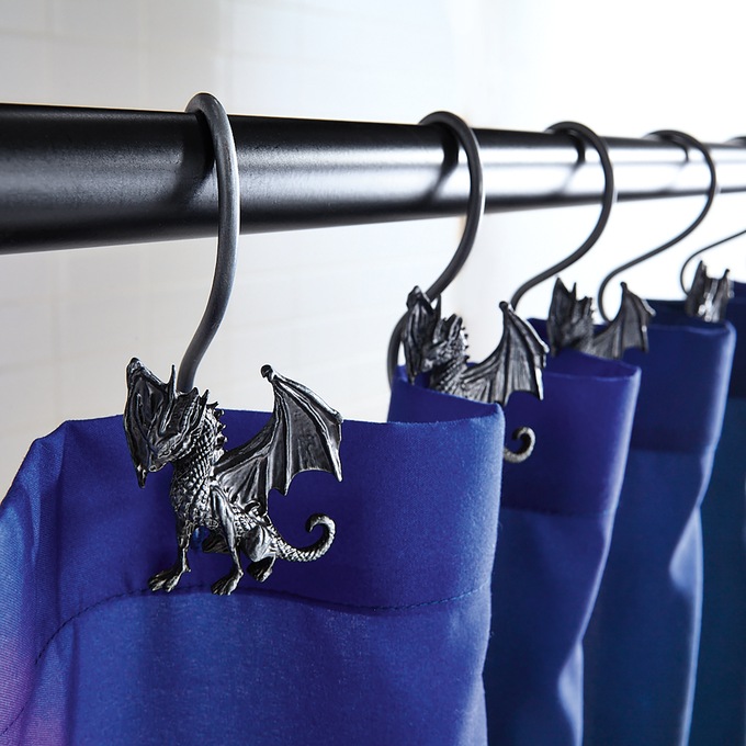 Set of 12 Dragon Shower Curtain Hooks, , large