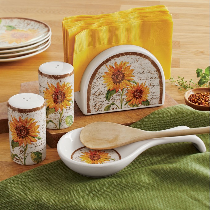 4-Piece Scripted Sunflower Stovetop Set, , large