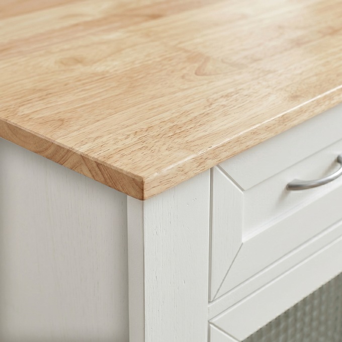 Powered Expandable Kitchen Island, White, large