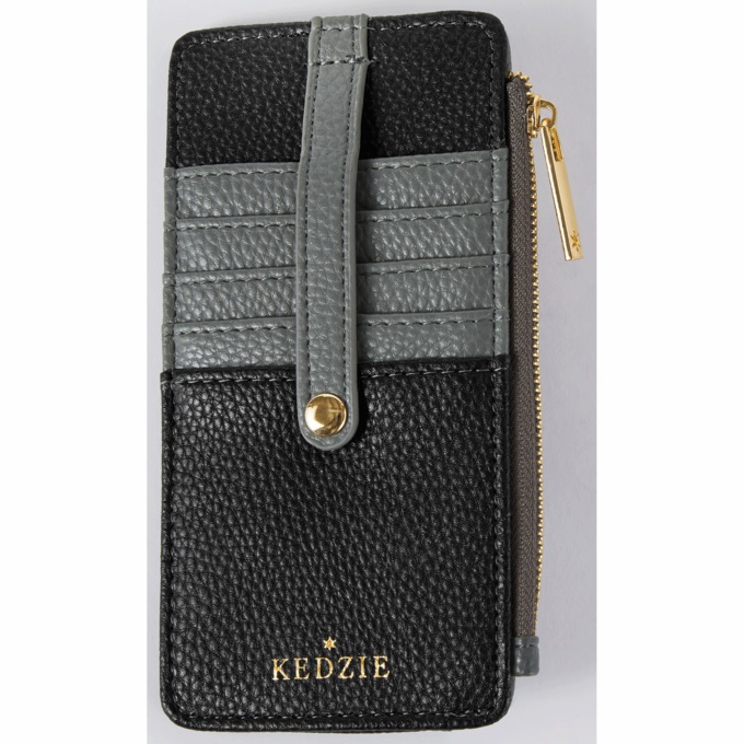 Essentials Only Zipper Vegan Wallet, Black, large