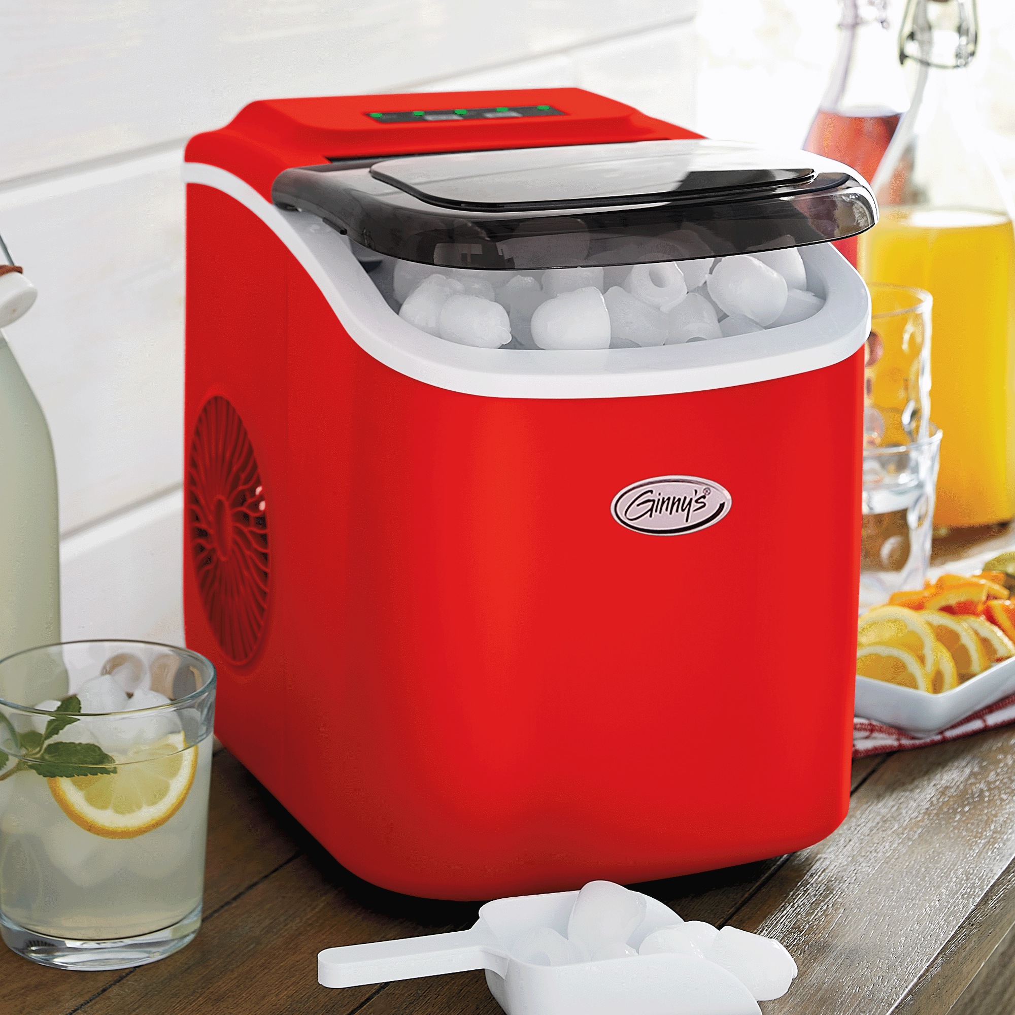 Ginny&rsquo;s Personalized Countertop Ice Maker with Adjustable Ice Size, Delicious Red, large