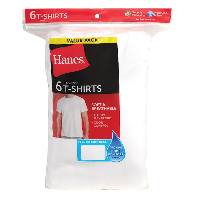 Men's 6-Pack of Hanes Undershirts, , large