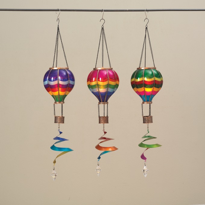 Solar Hot Air Balloon Hanging Lantern with Spinner, , large