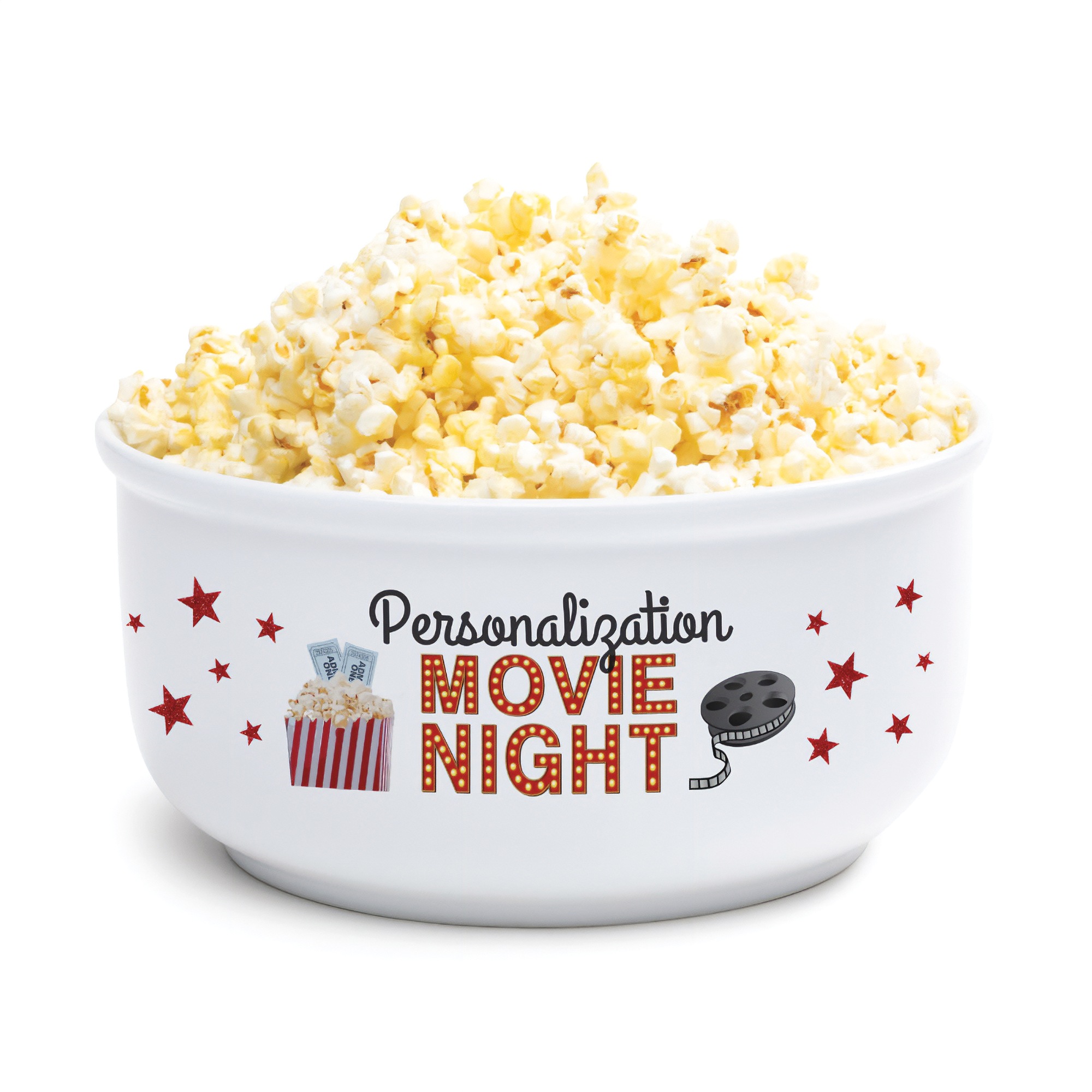 Personalized Family Movie Night Ceramic Popcorn Bowl, , large