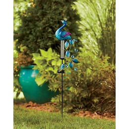 Solar Peacock Rain Gauge, , large