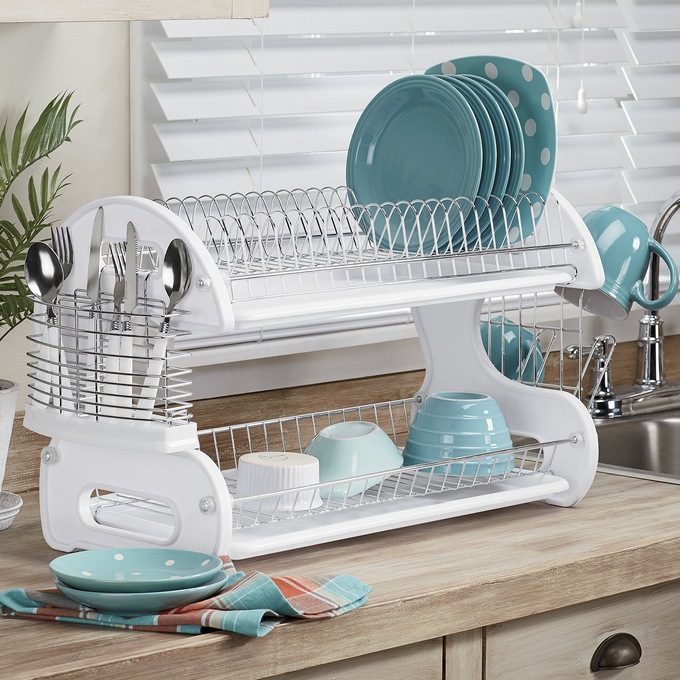  Dish Drying Rack - Large 2 Tier Dish Racks for