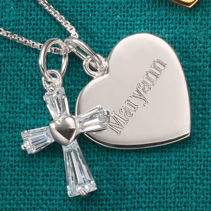 Personalized Name Cubic Zirconia Charm/Heart Pendant, , large