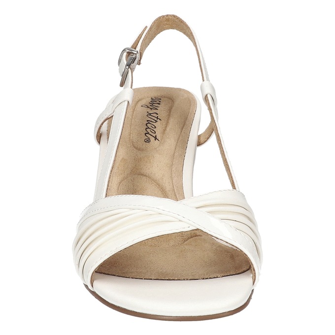 Easy Street Faux-Patent Delite Slingback with 2" Heel, White Patent, large