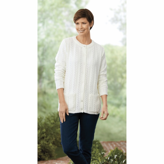 Cable Knit Cardigan, , large