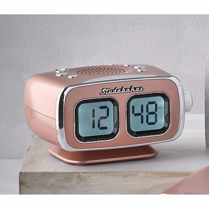 Studebaker Retro Digital Clock with Bluetooth, Rose Gold, large