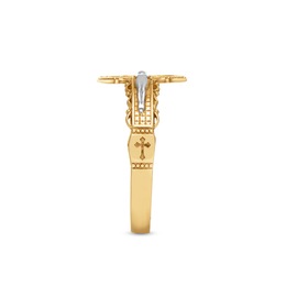 10K Gold Two-Tone Crucifix Ring, , large