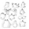 Set of 12 Stainless Steel Holiday/Christmas Cookie Cutters, Stainless Steel, large