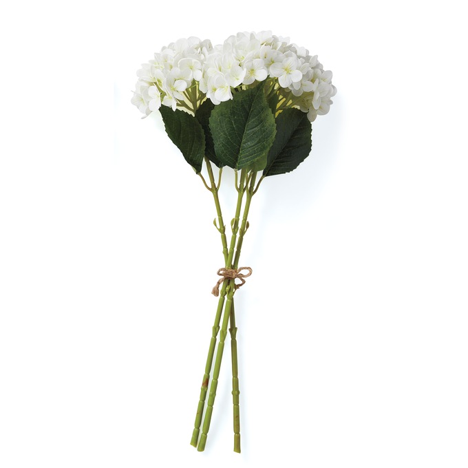 Set of 3 Hydrangea Stems, White, large