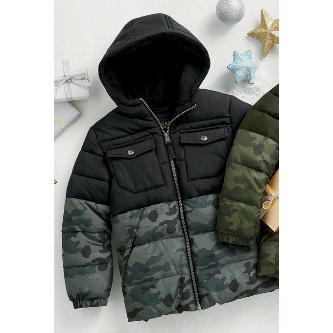 Perry Ellis Boys&#39; Expedition Camo Puffer, , large