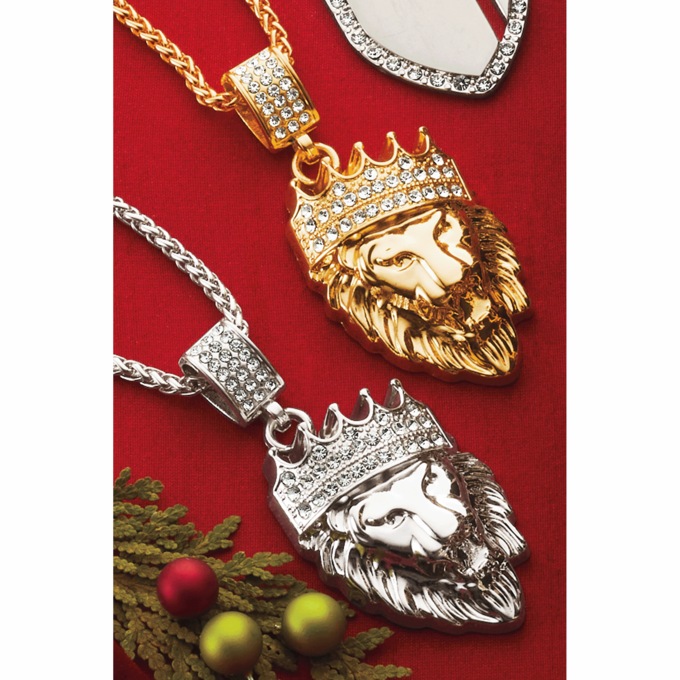 Men's Crystal Lion King Pendant, , large